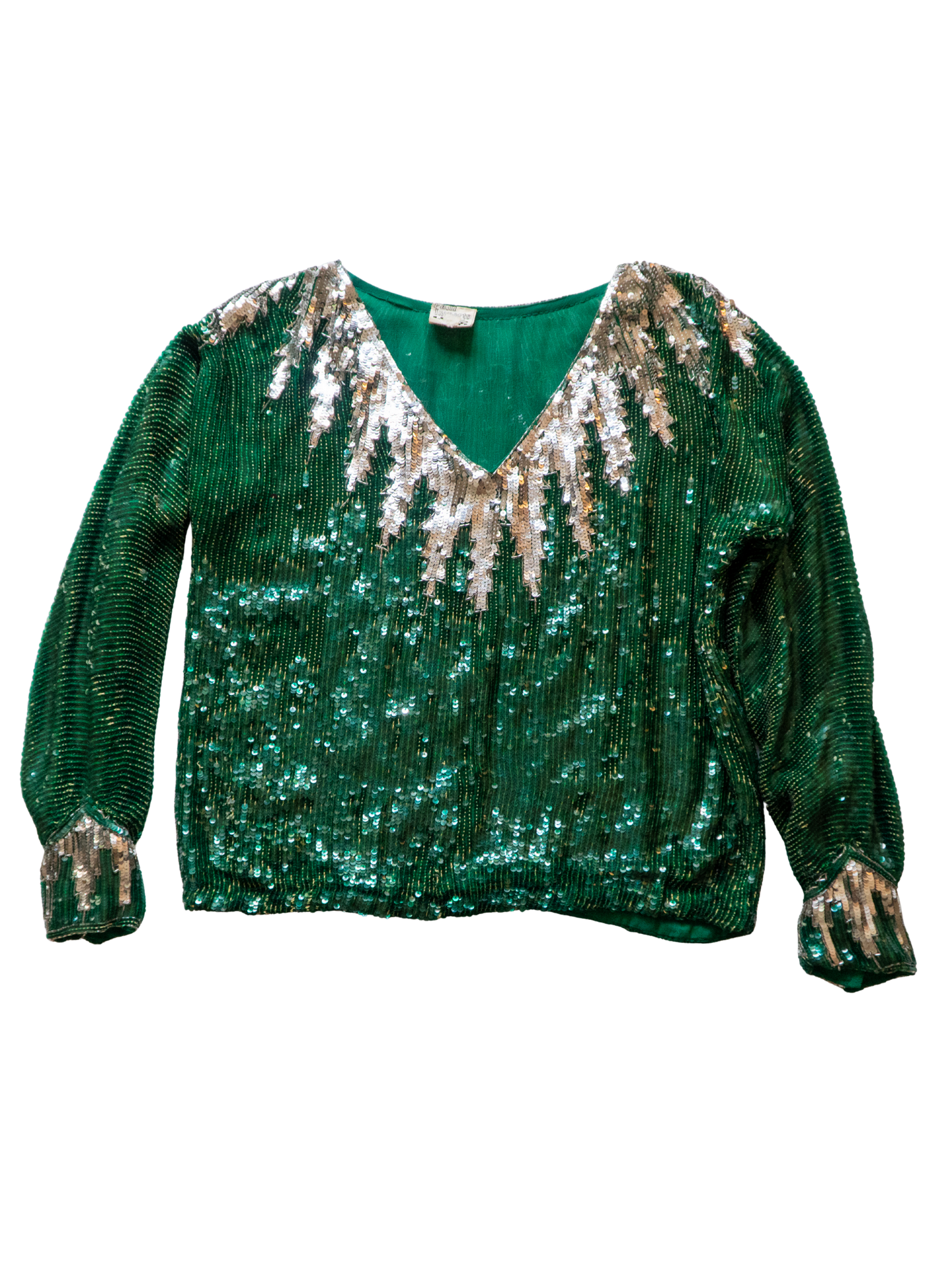Green Goddess: 1980s Sequin Lightning Top