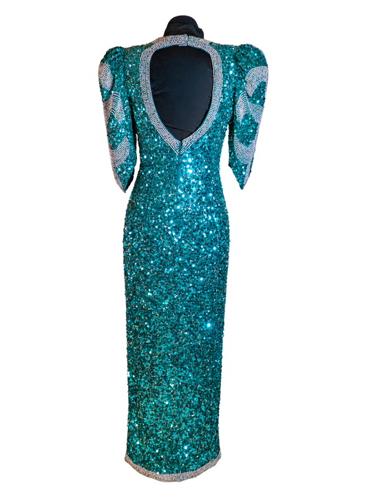 Emerald Siren: Beaded Teal Showstopper Gown