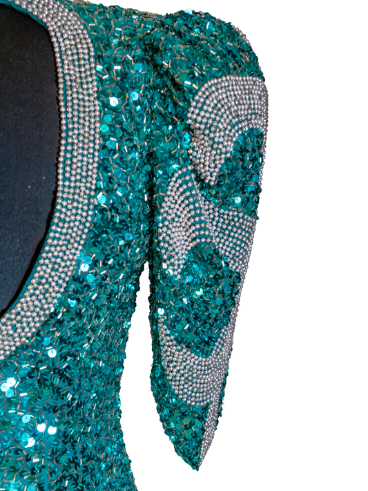 Emerald Siren: Beaded Teal Showstopper Gown