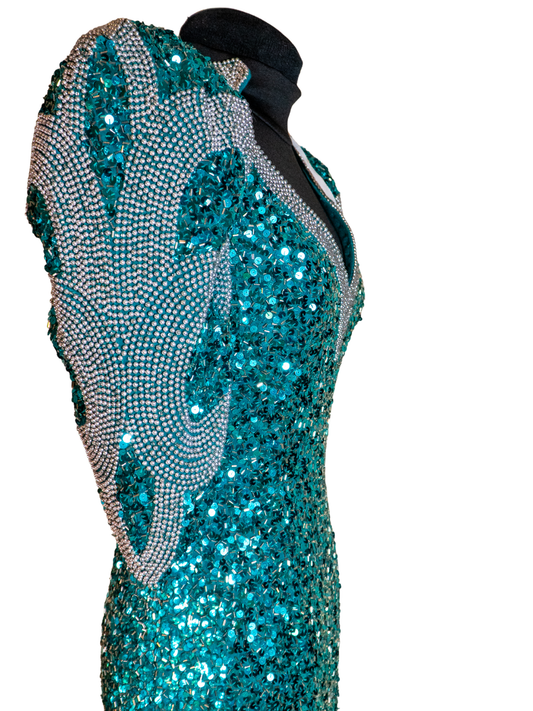 Emerald Siren: Beaded Teal Showstopper Gown