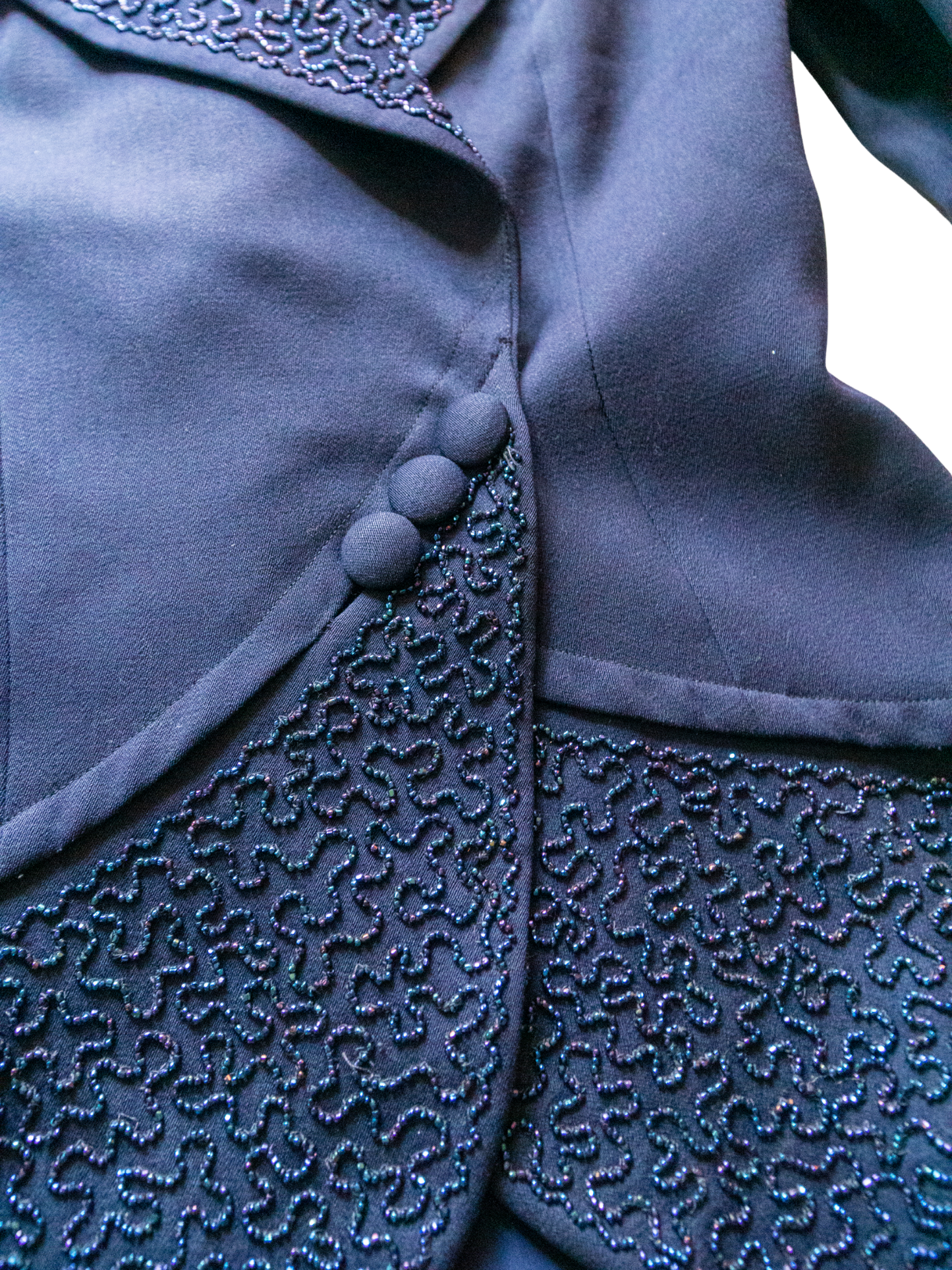 Architect of Night: 1940s Hand-Tailored Beaded Wool Blazer