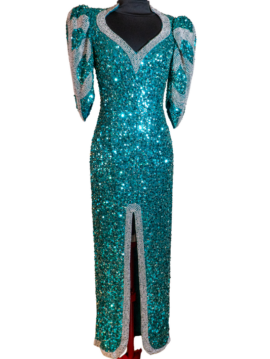 Emerald Siren: Beaded Teal Showstopper Gown
