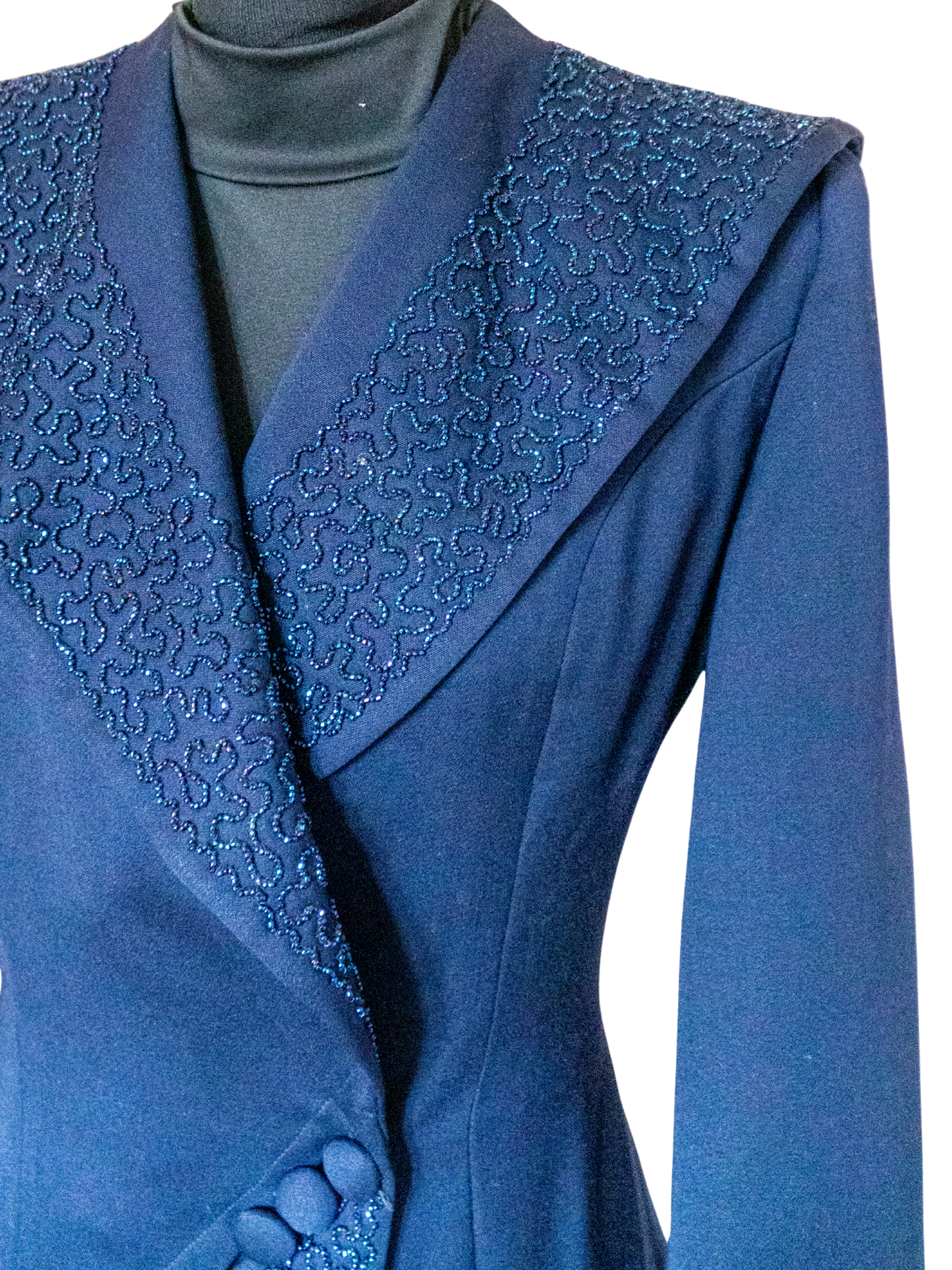 Architect of Night: 1940s Hand-Tailored Beaded Wool Blazer