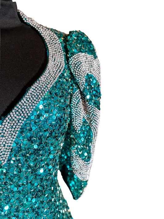 Emerald Siren: Beaded Teal Showstopper Gown