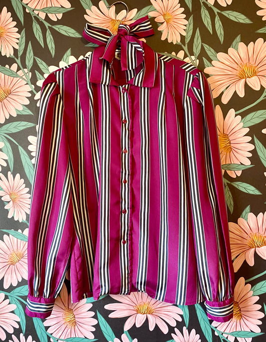 VINTAGE MAGENTA STRIPED BLOUSE