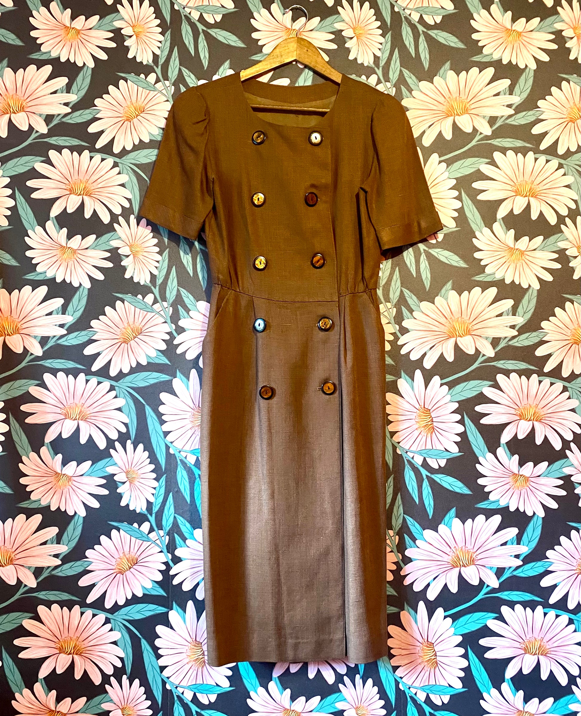 orange wiggle dress 1950's TANG Silk Wiggle Dress By Designer Estevez / Small Xtabay Vintage