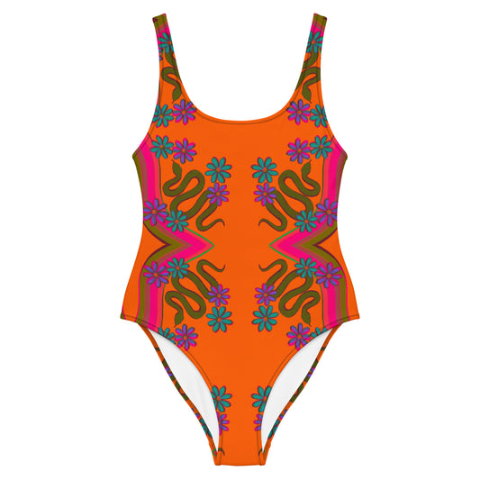 Snake in the Bed (Tangerine ) One-Piece Swimsuit