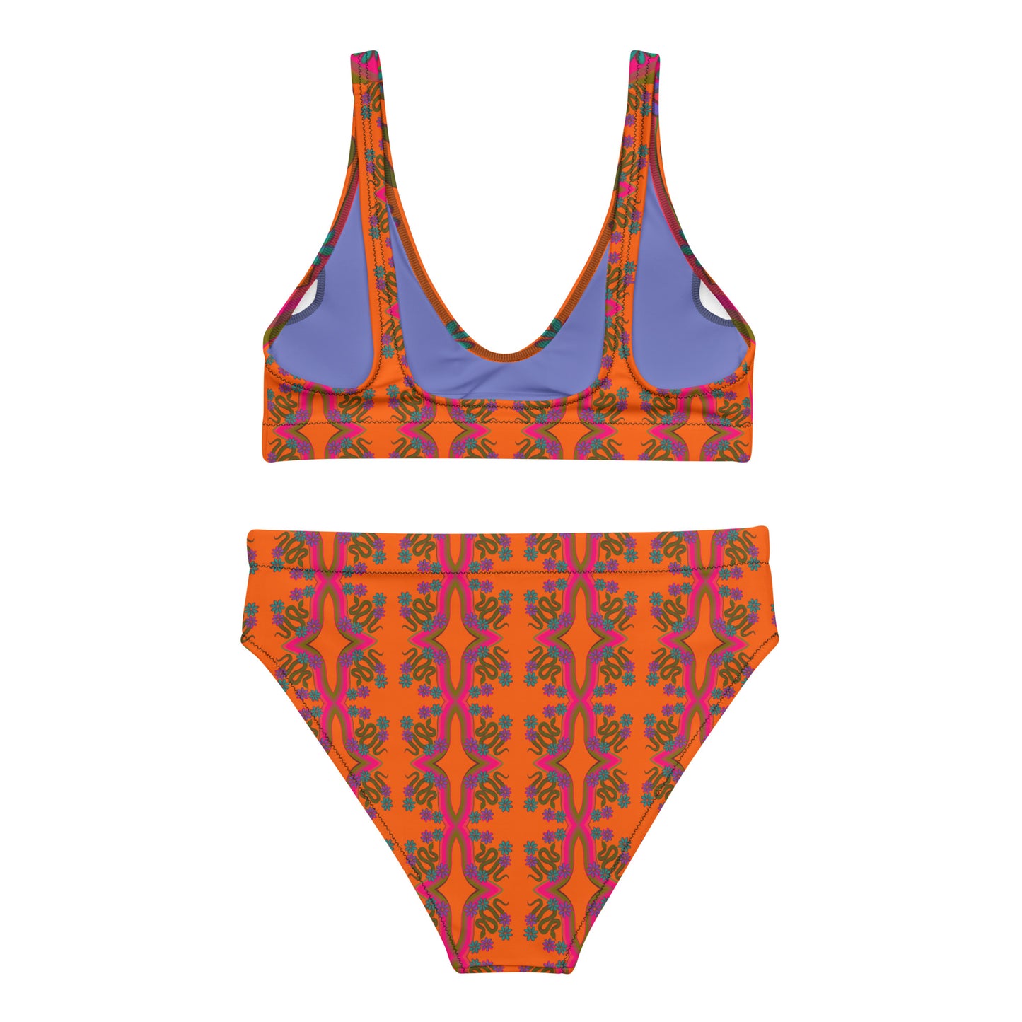 Snake in the bed (Tangerine) High Waisted Two Piece Swimsuit.