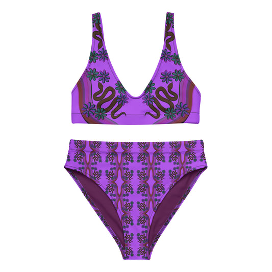 Snake in the bed (Orchid) High Waisted Two Piece Swimsuit.