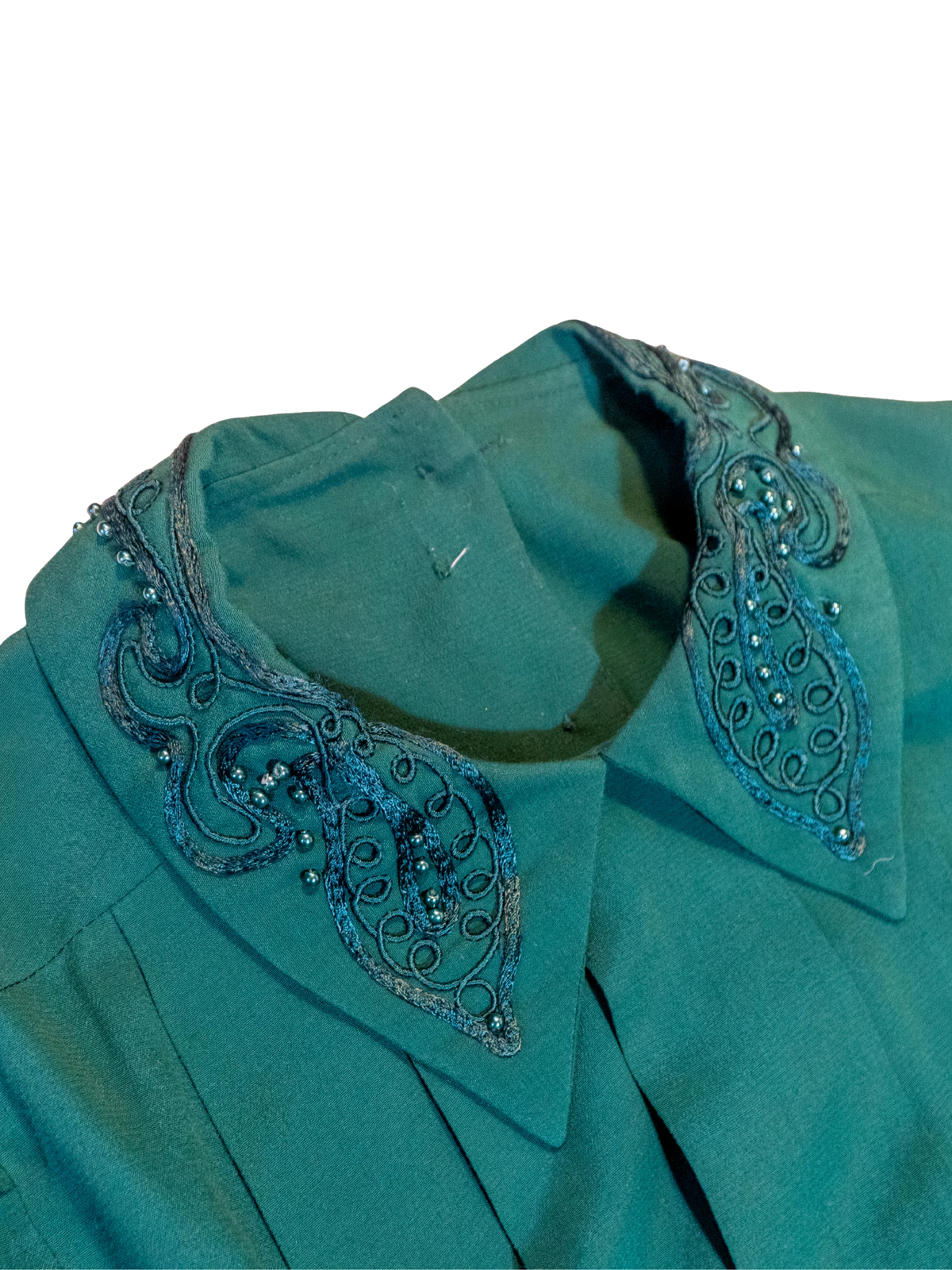 Beaded & Pleated: Emerald Maxi Dress