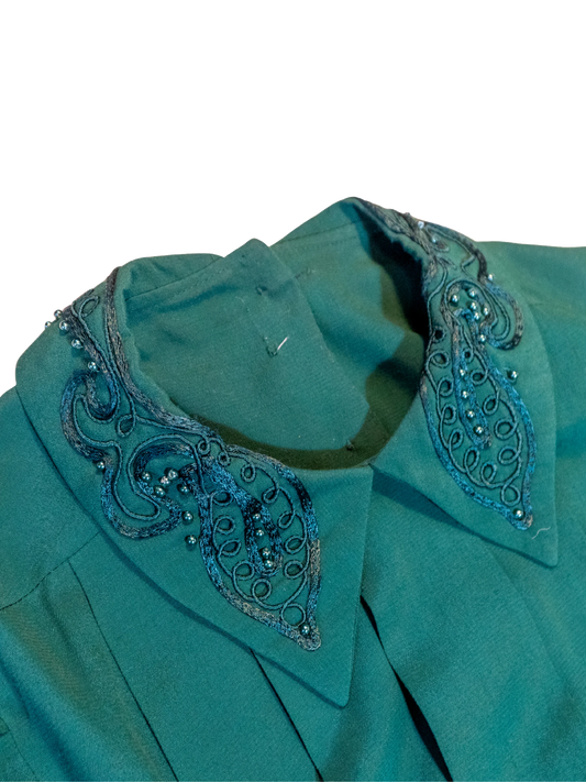 Beaded & Pleated: Emerald Maxi Dress