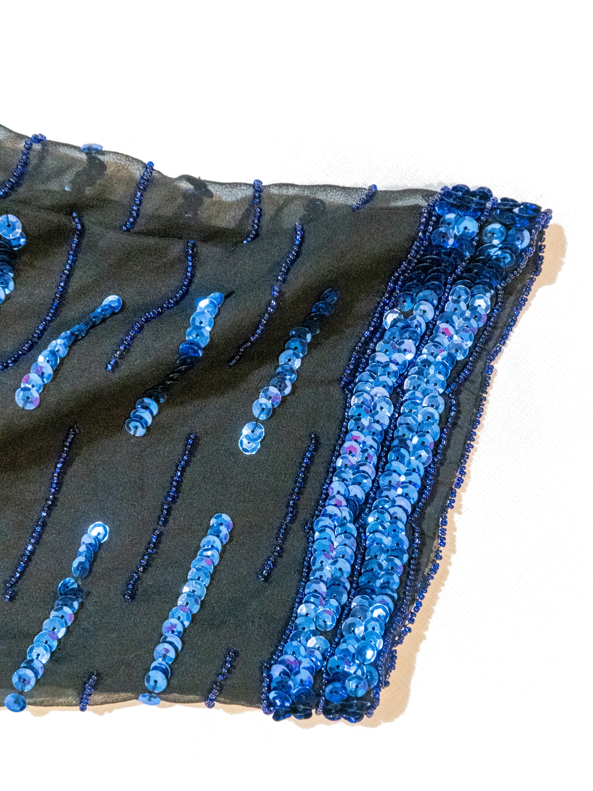 Blue Hour: Beaded Silk Sequin Top by Oleg Cassini