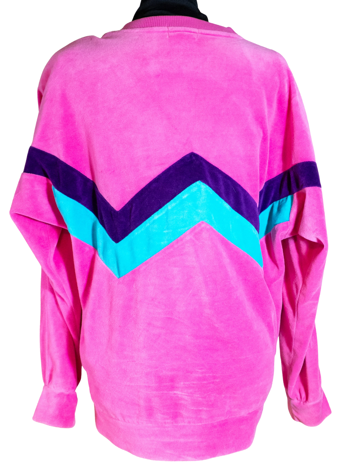 Bubblegum Voltage: 1980s Chevron Velour Sweatshirt by Lavon
