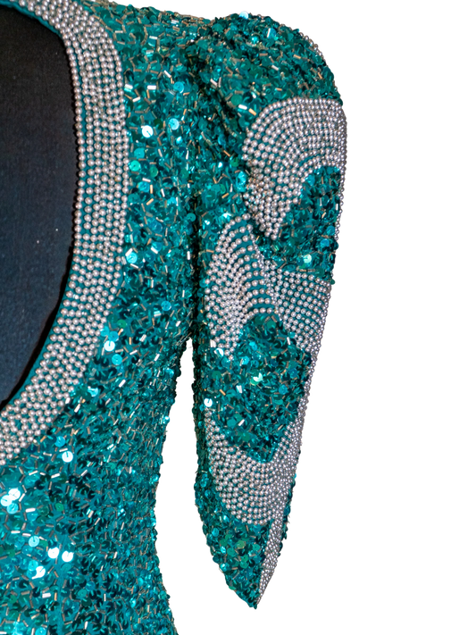 Emerald Siren: Beaded Teal Showstopper Gown