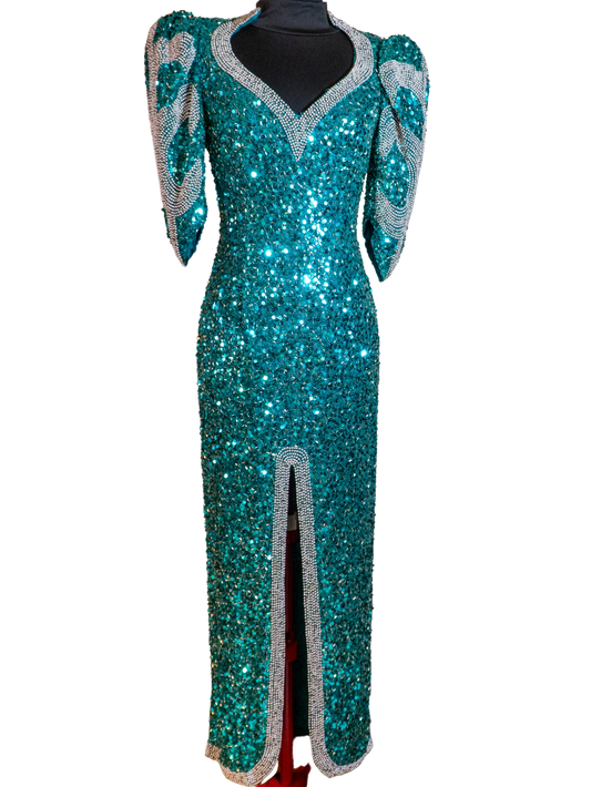 Emerald Siren: Beaded Teal Showstopper Gown