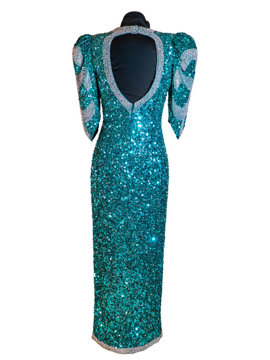 Emerald Siren: Beaded Teal Showstopper Gown