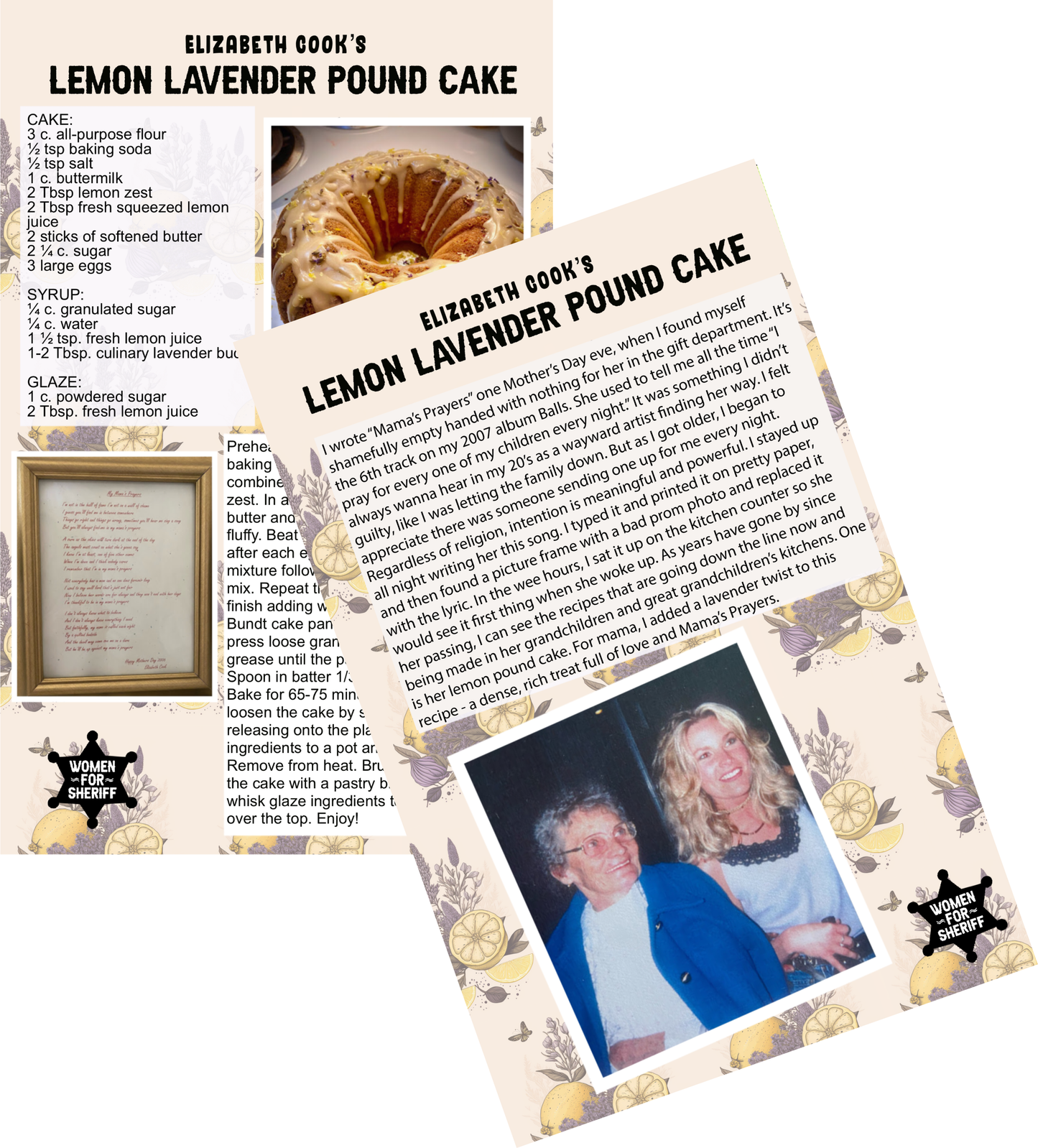 Lemon Lavender Pound Cake Recipe Card