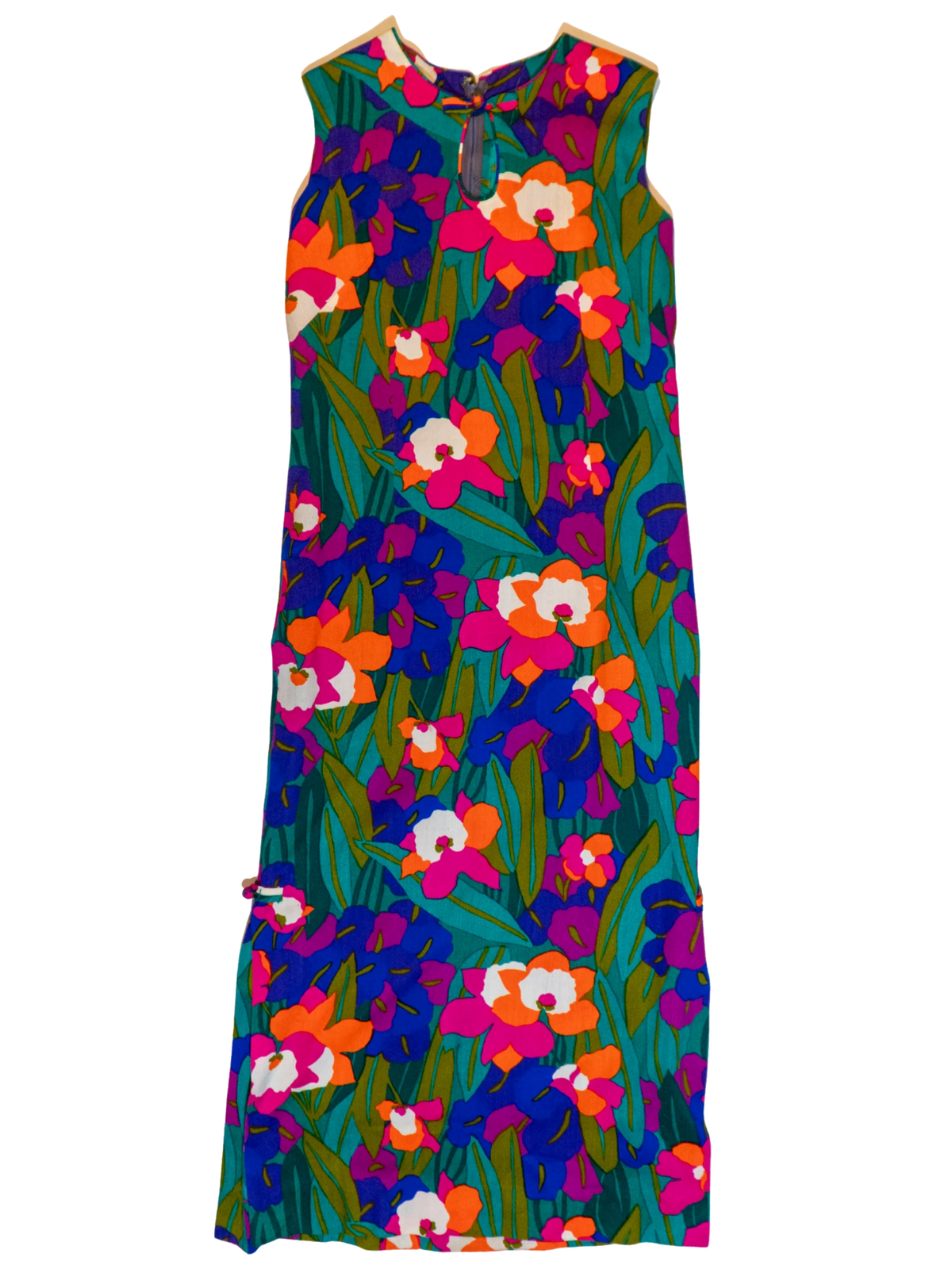 Pretty in Paradise: Vibrant Floral Keyhole Maxi Dress