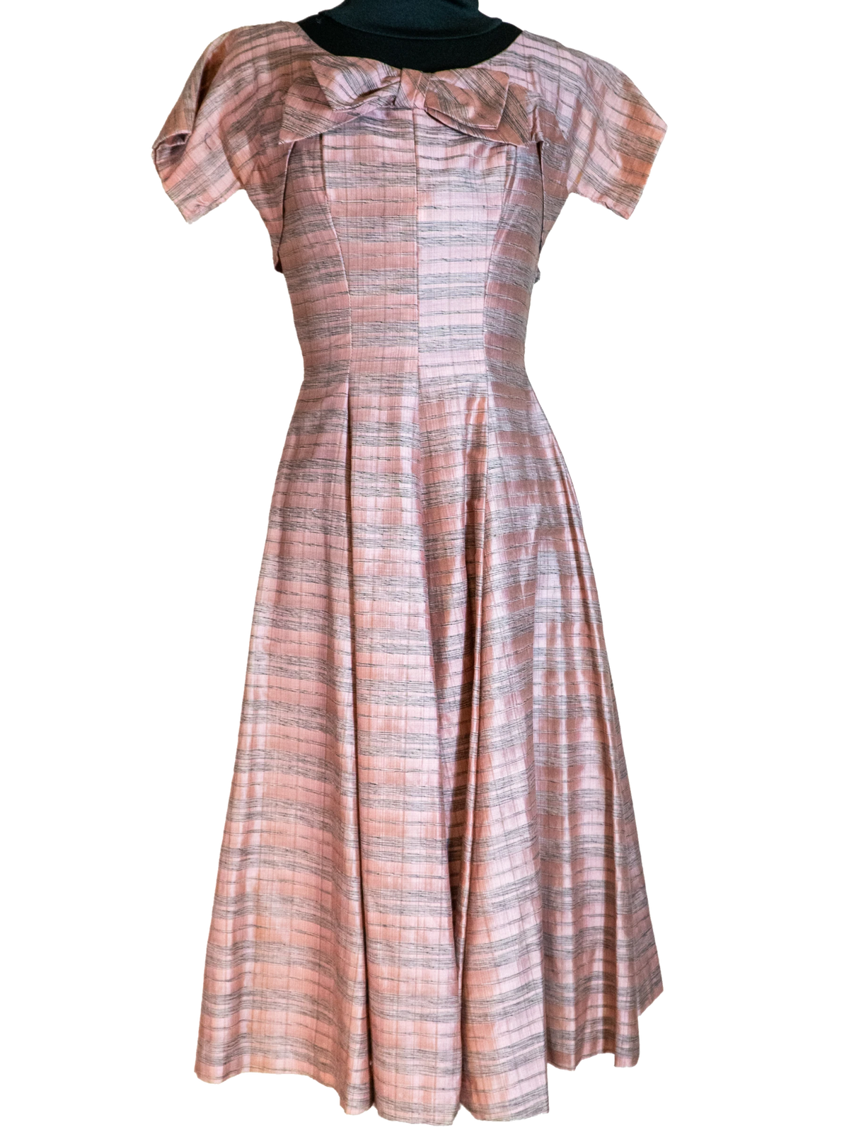 Soft & Pink: 1950s Striped Sheen Dress