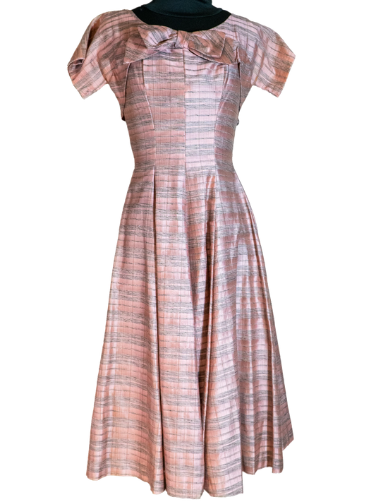 Soft & Pink: 1950s Striped Sheen Dress