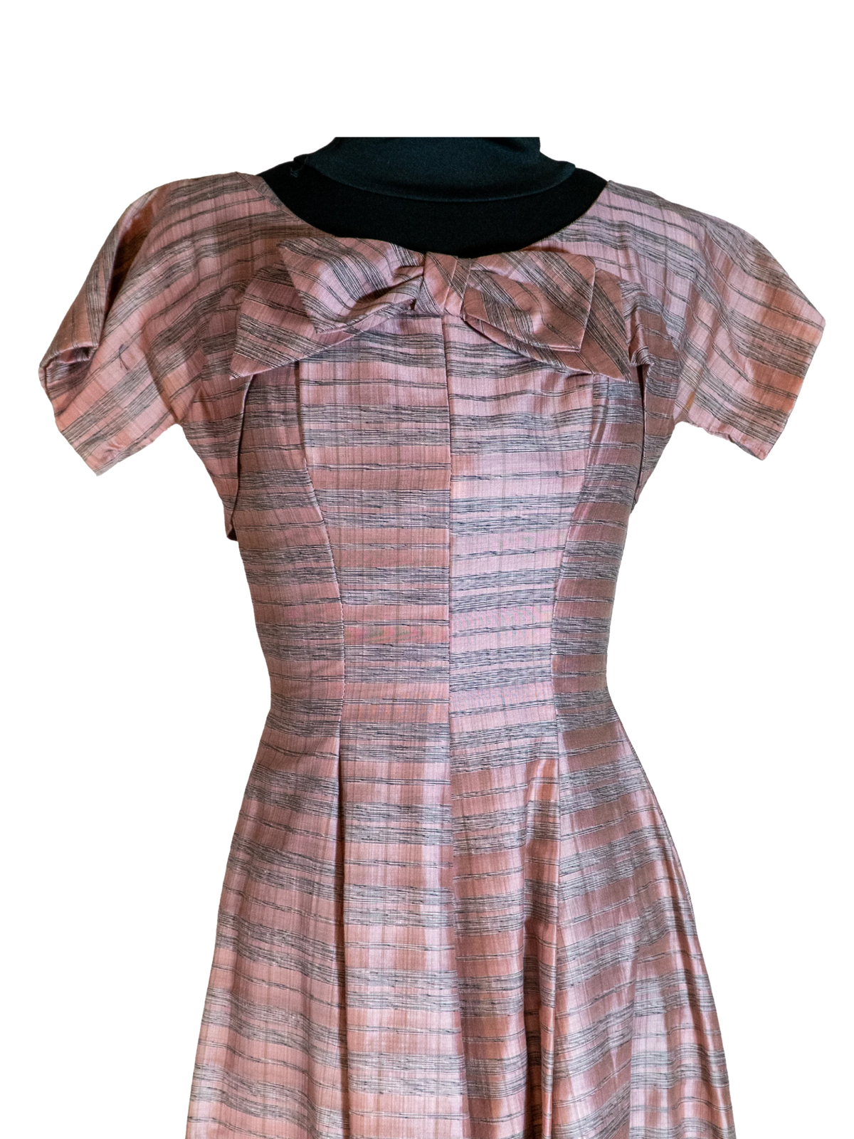 Soft & Pink: 1950s Striped Sheen Dress