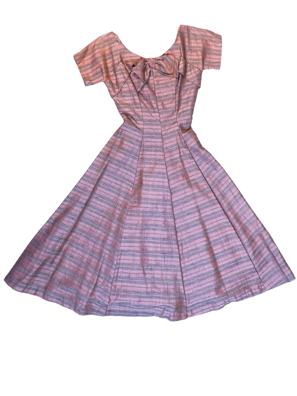 Soft & Pink: 1950s Striped Sheen Dress