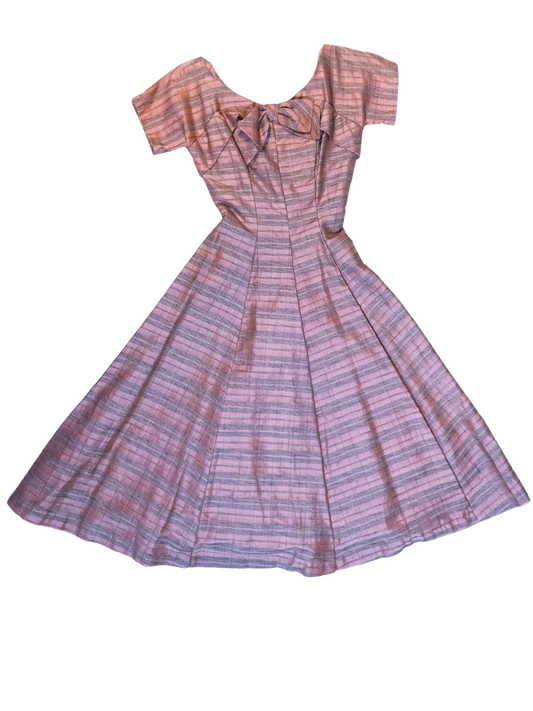 Soft & Pink: 1950s Striped Sheen Dress