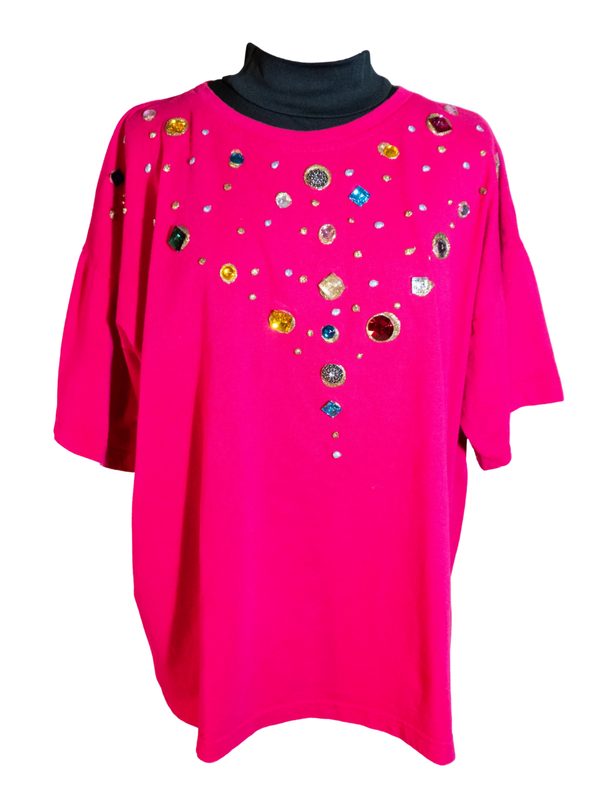 Starburst Theory: Hot Pink Jeweled Tee by Cesucci