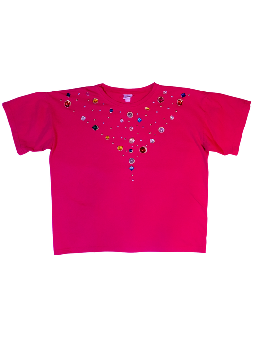 Starburst Theory: Hot Pink Jeweled Tee by Cesucci