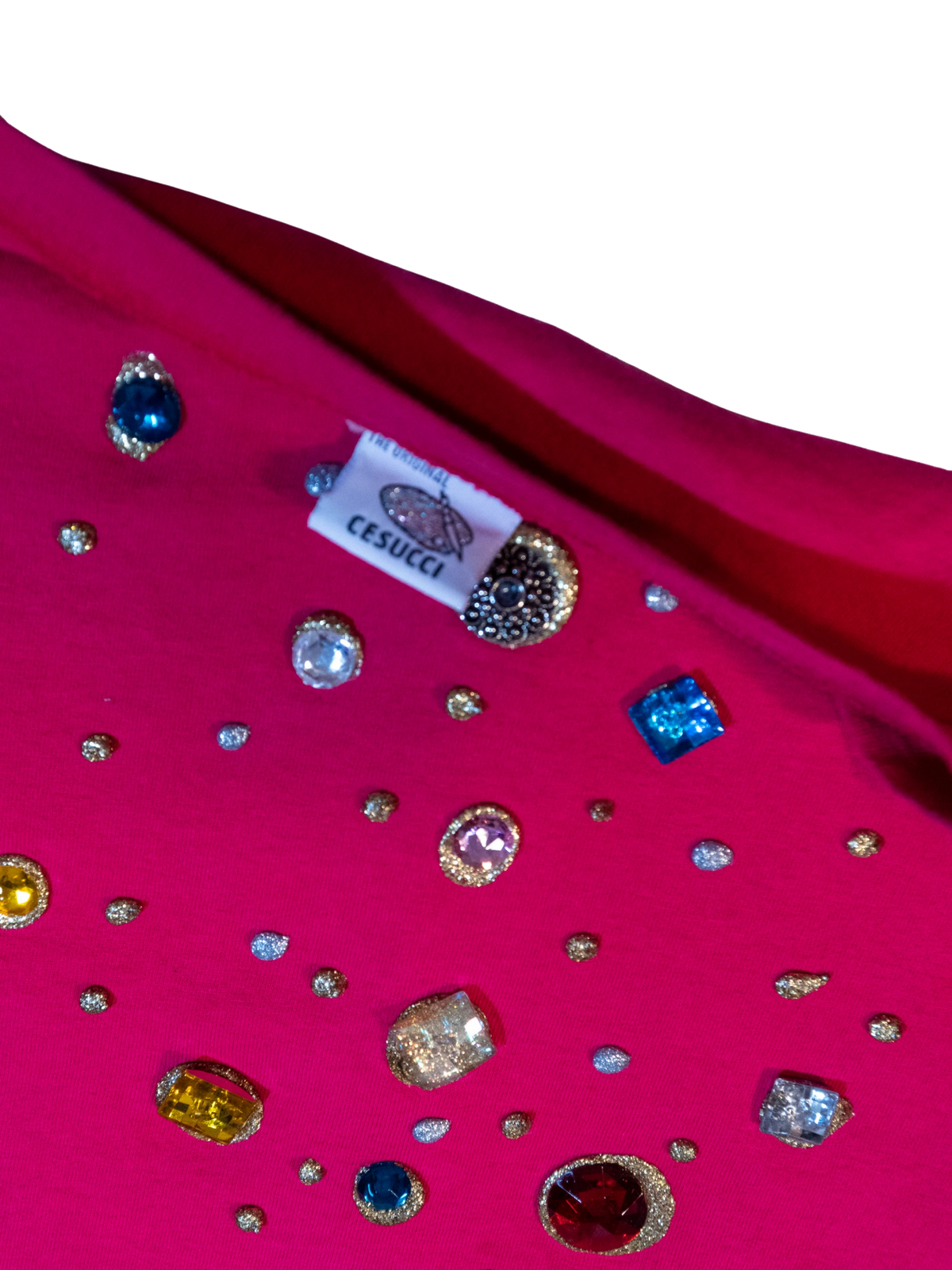 Starburst Theory: Hot Pink Jeweled Tee by Cesucci