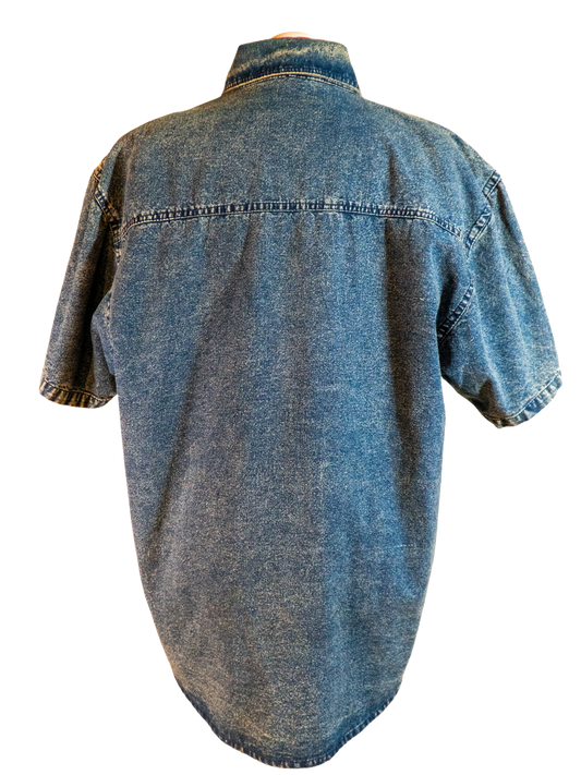 Stargazer Rodeo: Embroidered Denim Western Shirt