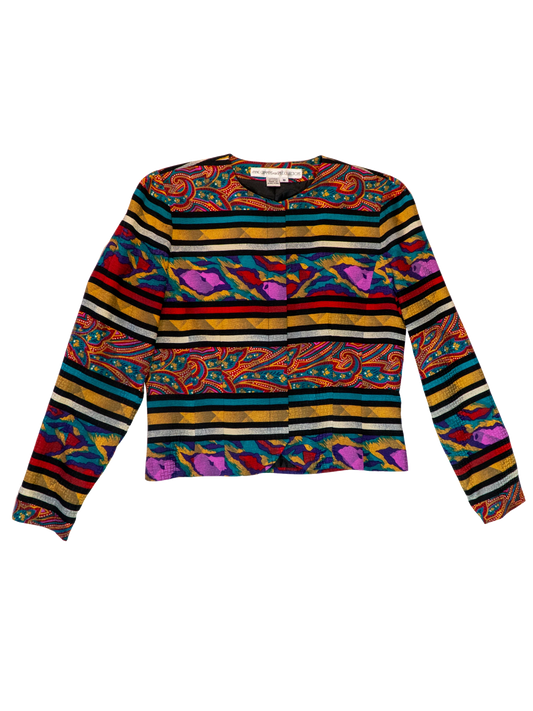 Technicolor Oracle: Vintage Silk Abstract Jacket